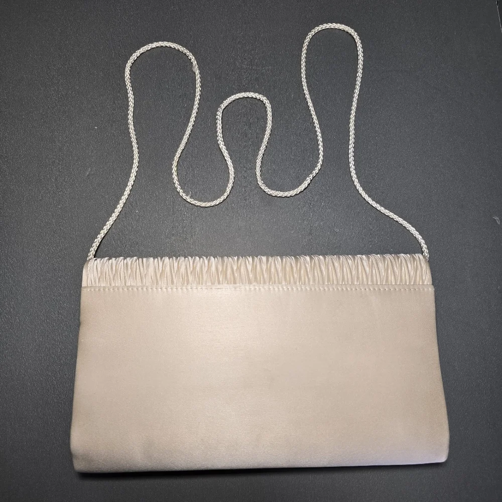 Vintage 1980's Partners Ivory Satin Clutch Purse 48557, 10" X 6 " - Picture 6 of 14